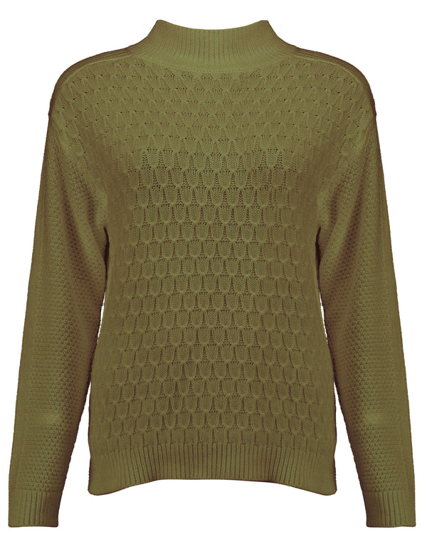 Mock neck Pullover fancy knit 255-8810