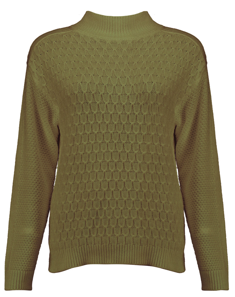 Mock neck Pullover fancy knit 255-8810