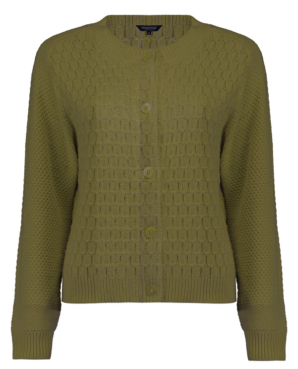 Crew neck cardigan  fancy knit 255-8812
