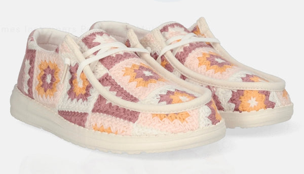 Wendy Cottage Crochet Dames Instappers Petal Pink/Multi