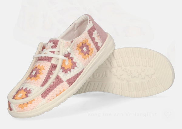 Wendy Cottage Crochet Dames Instappers Petal Pink/Multi