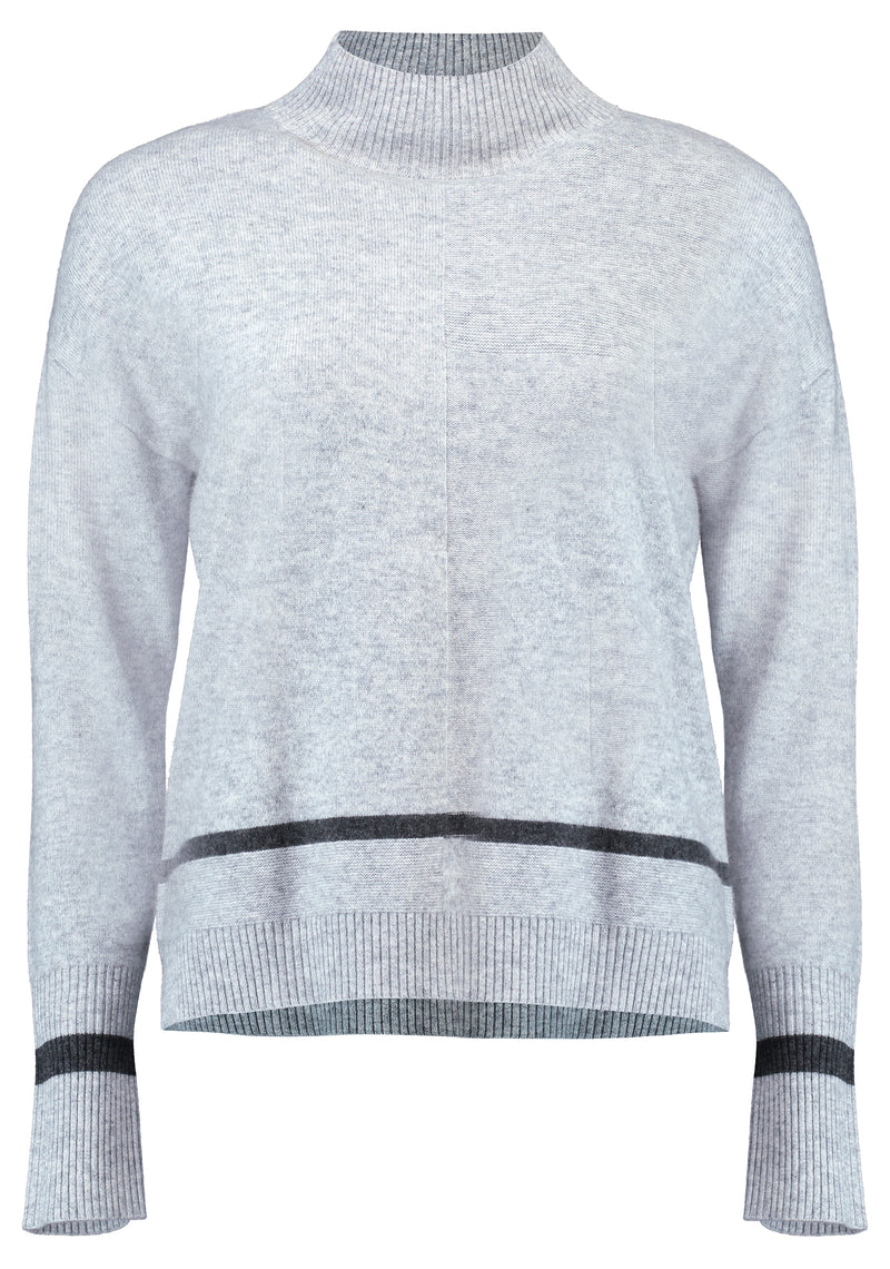 Mock neck pullover with contrast