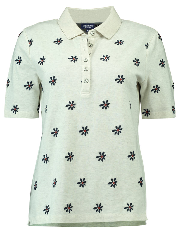 Polo shirt with all over flower embroidery 108-7860
